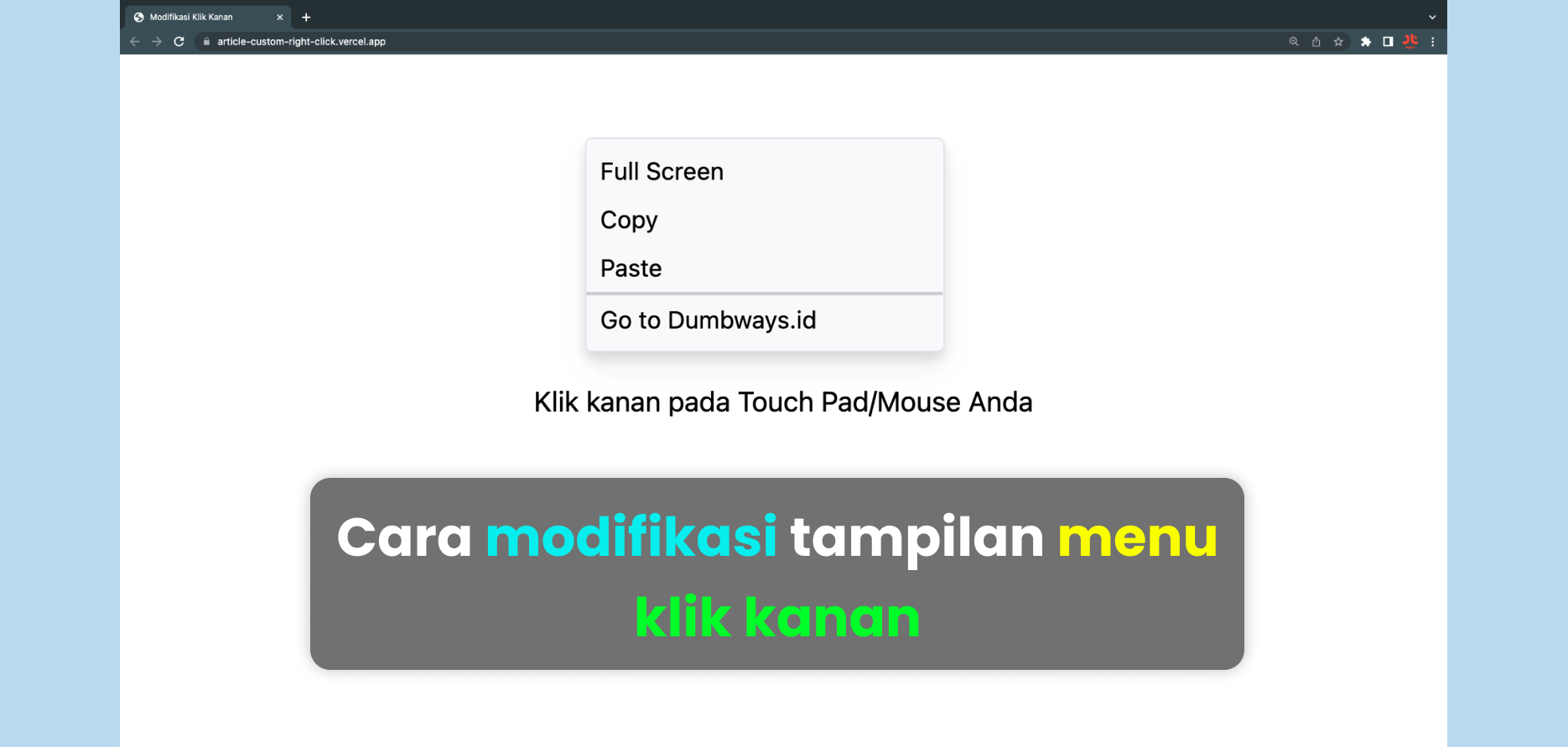 Cara modifikasi tampilan menu klik kanan